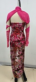 SUPER WHOLESALE |Embroidered Strapless Midi Dress with Gloves