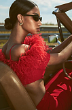 SUPER WHOLESALE | Feather Spaghetee Long Dress
