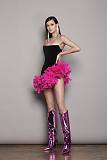 SUPER WHOLESALE | Strapless Feather Hem Mini Dress