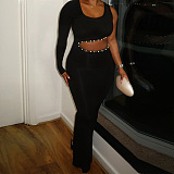 Cut-out Long Dress with One-shoulder