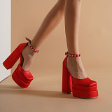 SUPER WHOLESALE | Platform Velvet Skin Heels