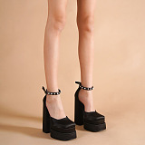 SUPER WHOLESALE | Platform Velvet Skin Heels