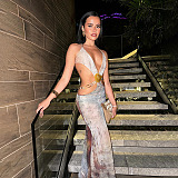 SUPER WHOLESALE | Halter Cut-out Long Dress