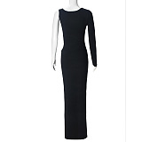 Cut-out Long Dress with One-shoulder