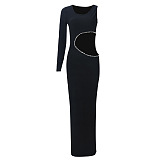 Cut-out Long Dress with One-shoulder