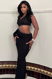 Cut-out Long Dress with One-shoulder