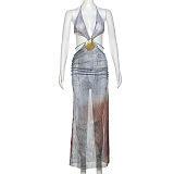 SUPER WHOLESALE | Halter Cut-out Long Dress
