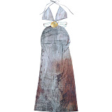 SUPER WHOLESALE | Halter Cut-out Long Dress
