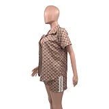 SUPER WHOLESALE | Monogram Shorts Set with Shirt Top