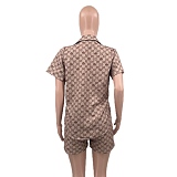 SUPER WHOLESALE | Monogram Shorts Set with Shirt Top