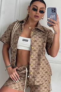 SUPER WHOLESALE | Monogram Shorts Set with Shirt Top