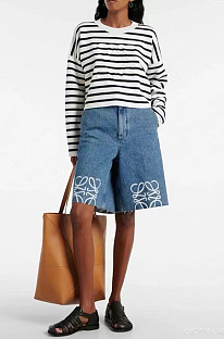 SUPER WHOLESALE | Embroidered Denim Bermuda Shorts