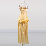 SUPER WHOLESALE | Strapless Ruffles Gown