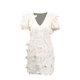 SUPER WHOLESALE | V-neck Butterfly Mini Dress