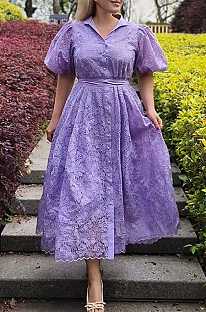 SUPER WHOLESALE | Puffy Shoulder Lace Dress