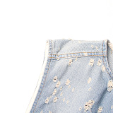 SUPER WHOLESALE | Denim Distress Off-Shoulder Min Dress