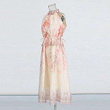 SUPER WHOLESALE | Rose Printed Off-shoulder Long Dress
