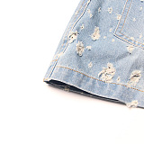 SUPER WHOLESALE | Denim Distress Off-Shoulder Min Dress