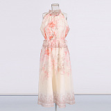 SUPER WHOLESALE | Rose Printed Off-shoulder Long Dress