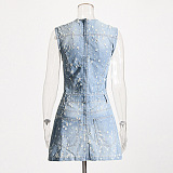 SUPER WHOLESALE | Denim Distress Off-Shoulder Min Dress