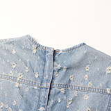 SUPER WHOLESALE | Denim Distress Off-Shoulder Min Dress