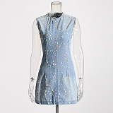 SUPER WHOLESALE | Denim Distress Off-Shoulder Min Dress