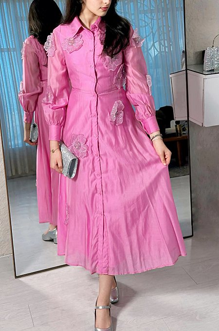SUPER WHOLESALE | Patchwork See-through Shirt Dress