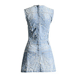 SUPER WHOLESALE | Denim Distress Off-Shoulder Min Dress