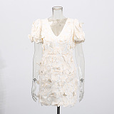 SUPER WHOLESALE | V-neck Butterfly Mini Dress