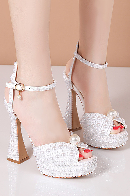 SUPER WHOLESALE |  Pearl Beaded Slingback Heels