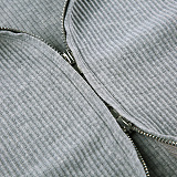 SUPER WHOLESALE |  Hoodie Tracking Coat and Traiangle Cami Shorts Set