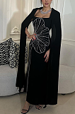 SUPER WHOLESALE |  Beaded Fake Sleeves Square Neck Long Dress