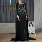 SUPER WHOLESALE |  Beaded Fake Sleeves Square Neck Long Dress