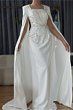 SUPER WHOLESALE |  Beaded Fake Sleeves Square Neck Long Dress