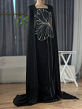 SUPER WHOLESALE |  Beaded Fake Sleeves Square Neck Long Dress
