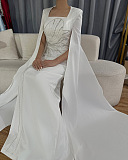 SUPER WHOLESALE |  Beaded Fake Sleeves Square Neck Long Dress