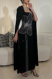 SUPER WHOLESALE |  Beaded Fake Sleeves Square Neck Long Dress