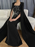 SUPER WHOLESALE |  Beaded Fake Sleeves Square Neck Long Dress