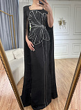 SUPER WHOLESALE |  Beaded Fake Sleeves Square Neck Long Dress