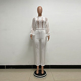 SUPER WHOLESALE | Patchwork Lace Jumpsuit in White