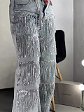 SUPER WHOLESALE | Sequin Chain Straight Jeans