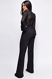 SUPER WHOLESALE | Patchwork Lace Jumpsuit in Black