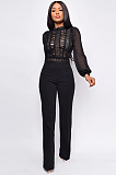 SUPER WHOLESALE | Patchwork Lace Jumpsuit in Black
