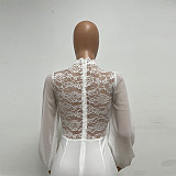 SUPER WHOLESALE | Patchwork Lace Jumpsuit in White