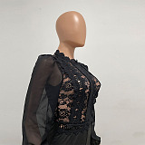 SUPER WHOLESALE | Patchwork Lace Jumpsuit in Black