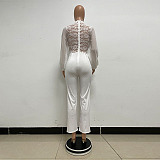 SUPER WHOLESALE | Patchwork Lace Jumpsuit in White