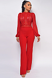 SUPER WHOLESALE | Patchwork Lace Jumpsuit in Black