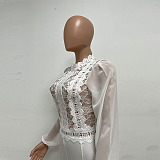 SUPER WHOLESALE | Patchwork Lace Jumpsuit in White