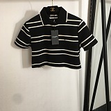 SUPER WHOLESALE | Striped Cropped Polo Shirt