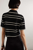 SUPER WHOLESALE | Striped Cropped Polo Shirt